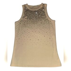 listen collection L/C cream women's shirt with crystal rhinestones